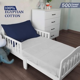 Toddler Pillowcase 13x18 Inches Pack of 2 - Zipper Closer Pillow case Cotton Travel Pillow Cover 500 Thread Count 100% Egyptian Cotton Nursery Pillowcases, 13x18, Navy Blue