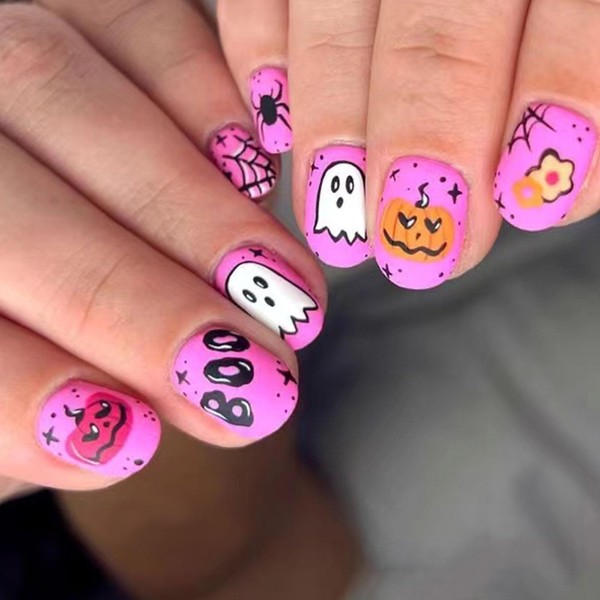 Halloween Nails Press ons Short Press on Nails Square Fake