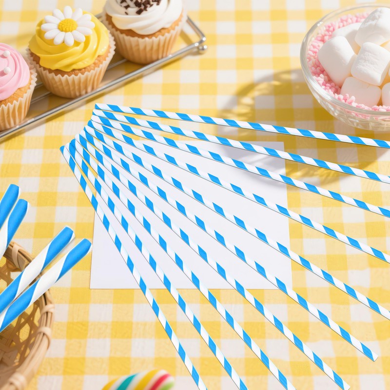 100 PCS Cotton Candy Sticks Blue, Anglecai 13.8 Inch Cotton