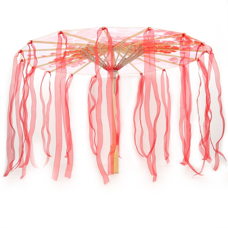 Silk Ribbon Umbrella Art Craft Decorative Photo Dance Perform Prop