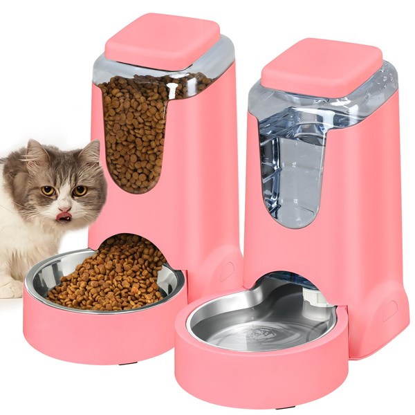 Automatic Cat Feeder and Water Dispenser with Stainless Steel Bowl