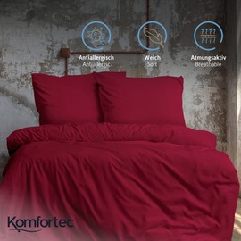Komfortec Premium Bed Linen 135 x 200 cm with 1 Pillowcase 80 x 80 cm Brushed Microfibre Set - Red