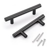 KNOBWELL 6 Pack 3" Kitchen Cabinet Handles Black, Modern Matte