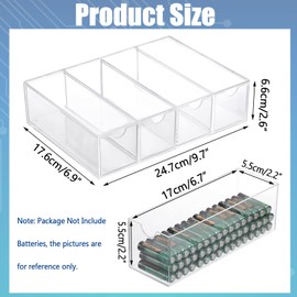 BTSKY 1 Pack Clear Acrylic Battery Storage Organizer for AA, AAA, 9V, C Batteries, 4-Drawer Storage Box Battery Holder Organizer for Common Types Batteries, Household Container(Batteries Not Included)