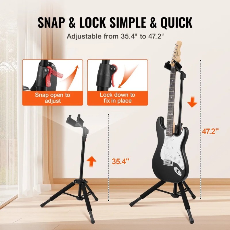 Tripod Guitar Stand,33 lbs Load Capacity, Floor-Standing Foldable Guitar Stand