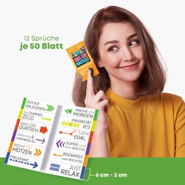 600 Funny Sticky Notes (12 x 50 Sheets), Sticky Note Set with Various Funny Sayings for University, School, Office or Flatshare, Colourful Sticky Notes for Learning and Marking, Gift Tip for Students