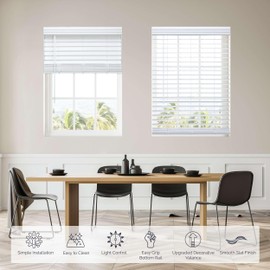 Linen Avenue Customizable Cordless Faux Wood Blind White 60 to 65 W x 40 H, Flush Inside Mount (No Valance Side Pieces/Returns Included, Arrives ½ Inch Narrower)