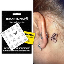 INKARTLINK Semi Permanent Tattoo, ins style, line butterfly tattoo, waterproof and anti-reflective, exquisite packaging, unique design (Simple Line 8)