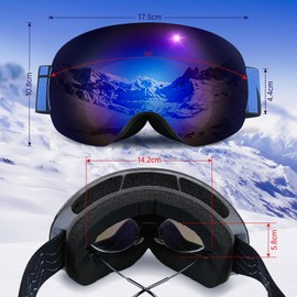 NENKI Ski Goggles for Men and Women, Anti-Fog Ski Goggles, UV 400 Frameless Ski Goggles, Suitable for Ski Helmet, OTG Skiboard Goggles, Blue