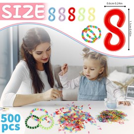 S Clips,Bracelet Connectors,500 Pcs S Clips for Rubber Band Bracelets,Rainbow Loom Hook,Small Rubber Clips,Rubber Band Bracelet Clips,Rainbow Loom Charms,Rainbow Loom Tools,Bracelet Making kit,Boxed