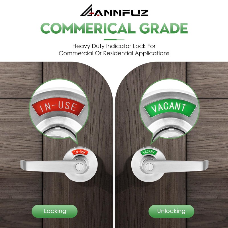 ANNFUZ Vacant Occupied Bathroom Handle Door Lock for Restroom,Privacy Keyless
