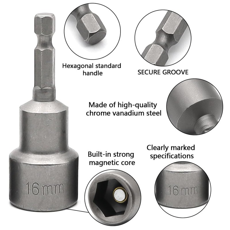 SyiXute 14-Piece Socket Spanner Set, 6-19 mm Recess Hexagonal Socket,