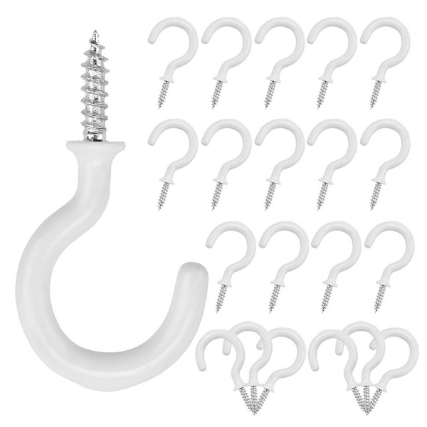 AFASOES Pack of 50 Screw Hooks, Washing Line Hooks, White,