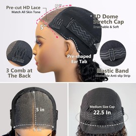 Amuopz Colored Glueless Ready to Wear Wigs Glueless Human Hair Honey Blonde Bob Wig Human Hair Ombre Highlight Lace Front Wig Human Hair Pre Everything Wigs Human Hair Glueless Wear and Go 16in