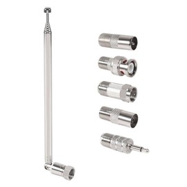 FM Telescopic Antenna 75 Ohm Indoor FM Radio Antenna F Type Male Plug Connector with 5pcs Converter for TV AM FM Radio Stereo Receiver