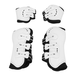Horse Tendon Boots Shock Absorbing Adjustable Horse Front Hind Boots Fetlock Boots for Leg Protection White Set of 4 M