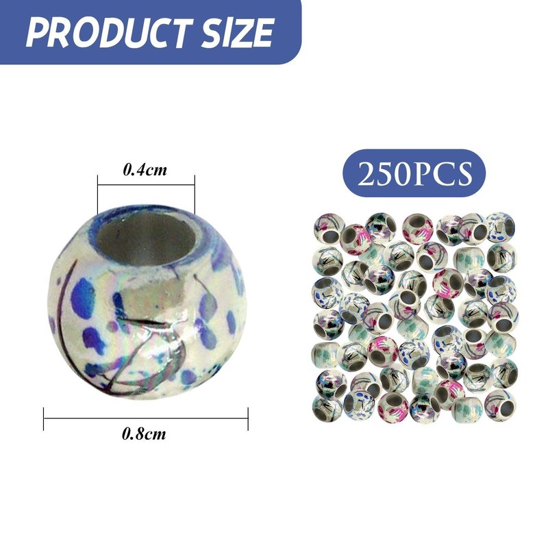 250Pcs Colored Acrylic Beads, with Holes, 4Mm Hole Diameter, Multi-Functional