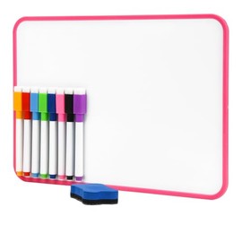 Mini Magnetic Whiteboard, 21 X 30 cm Small Pink Whiteboard, A4 Desktop Dry Erase Board, Portable Double-Sided Dry Erase Board for Drawing in School & Home (Pink, A4)