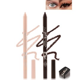 2 x Gel Eyeliner Waterproof, Nude Brown Eye Pencil Cream Matt, Long-Lasting, Smudge-proof Eyeliner with Sharpener, Intense Colour, Easy to Apply, Hypoallergenic Makeup for Sensitive Eyes 03+06
