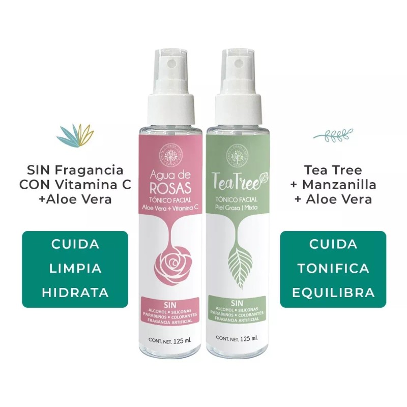 Arbora Kit Cuidado Limpieza Facial: Agua De Rosas + Tónico