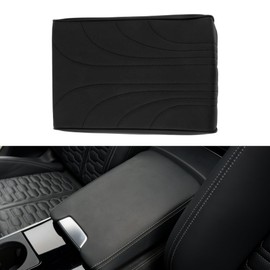A ABSOPRO Universal Center Console Cover Car Armrest Cover Middle Console Cover Lid for Most Vehicle SUV Car Sedan 12.2"x7.87"x1.97" Black Nappa Leather, Memory Foam Wings Pattern