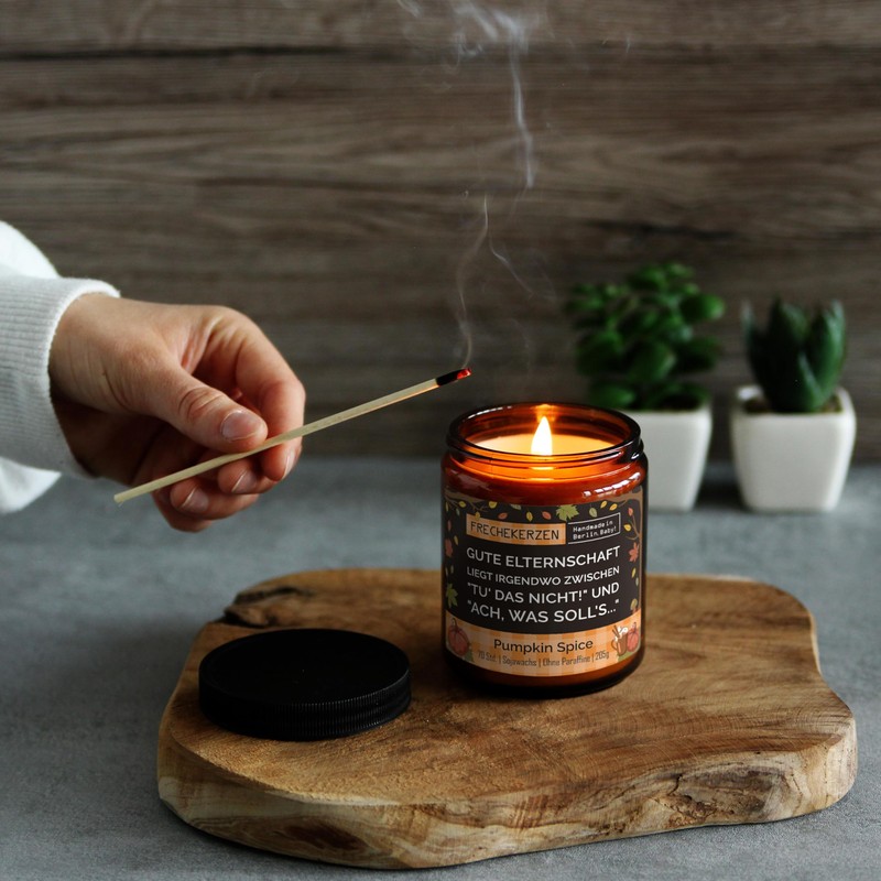 Lustige Duftkerze mit Spruch für Mama & Papa | Handgemacht