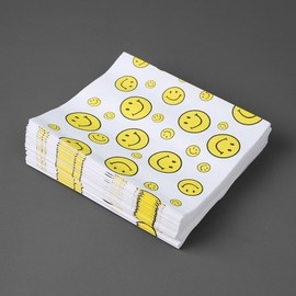 Yellow Smiley M-Type Paper Bag 90-piece set (17x20cm)