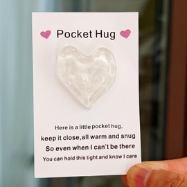 YOJO Pocket Hug Heart with Greeting Cards,Long Distance Relationship Gifts,Gifts for Boyfriend Girlfriend,I Love You Gift for Him Her (White)