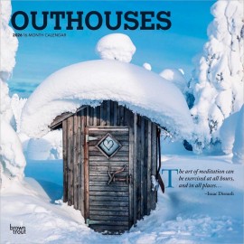 BrownTrout Outhouses | 2026 12x24" (Hanging) Monthly Square Wall Calendar | Plastic-Free