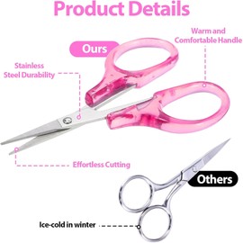 Small Scissors Sharp, 2 Pack 3.5" Mini Scissors Small with Safety Plastic Grip, Crochet Sewing Craft Travel Scissor for Sewing, Embroidery, Crafts, Knit (2 Colors)