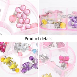jojofuny Assorted Color Resin Kids Clip on Earrings - Cartoon Shape Ear Clips for Girls, Decorative Toy Jewelry in Transparent Flower Box