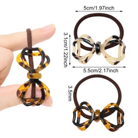 Honbay 2PCS Fashion Acrylic Acetate Bow Elastic Hair Ties Tortoiseshell Bowknot Hair Rings Decorative Hair Ropes Stretch Hair Bands Elastic Ponytail Holders Hair Accessories