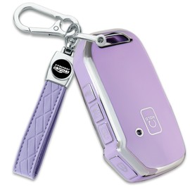 Joouheax for Kia Key Fob Cover with Key Chain, Soft TPU Car Key Fob Case Shell for Kia Soul Forte Telluride K5 Seltos EV6 Niro NIRO Stinger K900 Sportage Sorento, Purple