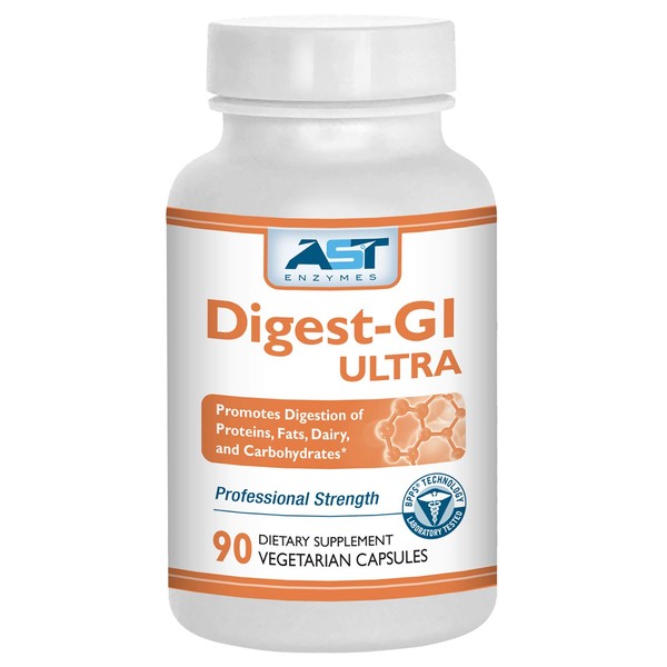 AST Enzymes Digestive Enzyme Supplement Digest-GI Ultra - 90 Vegetarian Capsules - Digestion and Bloating Relief for Women and Men
