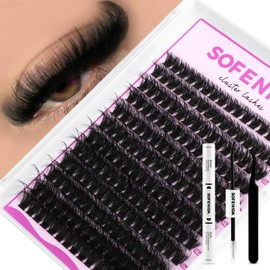SOFENIDA Kit de racimos de pestañas 80D Kit de racimos de pestañas 10-18 mm Rótulos de pestañas de volumen Extensiones de pestañas rizadas en racimo 3D Pestañas finas en racimo Extensiones de pestaña