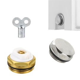 ieron Radiator Key Manual Radiator Air Vent Bleed Plug Valve 1/2" BSP Radiator Air Vent Bleed Vent and End Cap Pack