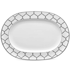 Noritake Eternal Palace Platter, Oval, 14" in Grey/White