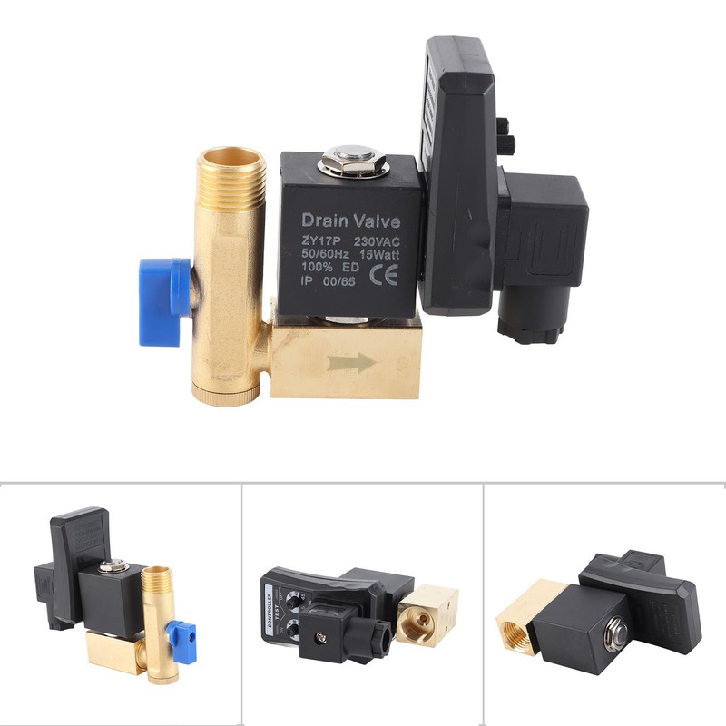 Premium G1/2 Brass Electric Timed Drain Valve, Automatic Condensate Management
