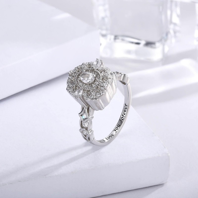 Sterling Silver Cremation Urn Ring for Ashes 925 Ash Cubic