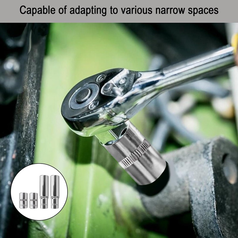 4 PCS 10mm Socket,10mm Socket 1/4 Drive,1/4 Deep Socket, Cr-V