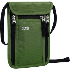 KEAFOLS Travel Pouch Neck Wallet RFID Blocking Passport Holder Organizer Case with Hindden Pocket for Men or Women