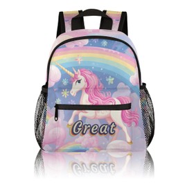 CFERSAN Cute Unicorn School Backpacks for Girls Teens,Pink Kindergarten Elementary Kids Toddler Bookbag Mochilas Escolares Para Niñas 12in Mini Preschool Cartoon Rainbow Travel Backpack