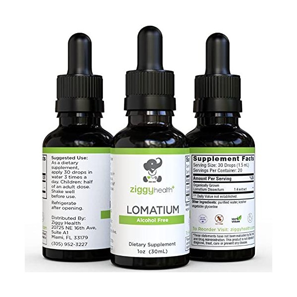 Lomatium Root Extract - Alcohol-Free - Organic Liquid Tincture Drops, Lomatium Dissectum, Natural Herbal Supplement for Immune Support, Lung Support, Gluten Free, 1oz - by Ziggy Health