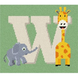 Pepita Needlepoint Canvas: Letter W Baby Animals, 8" x 7"