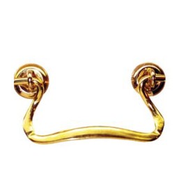 Unbranded NOS 3" Solid Polished Brass Victorian Swan Neck Drawer Pull Contoured Handle