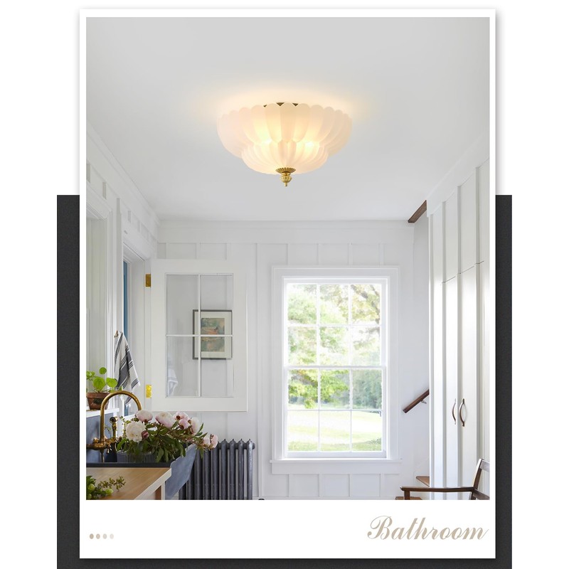 ANYLOVE Modern 12Inch Frosted Glass Flower Glass Semi Flush Mount