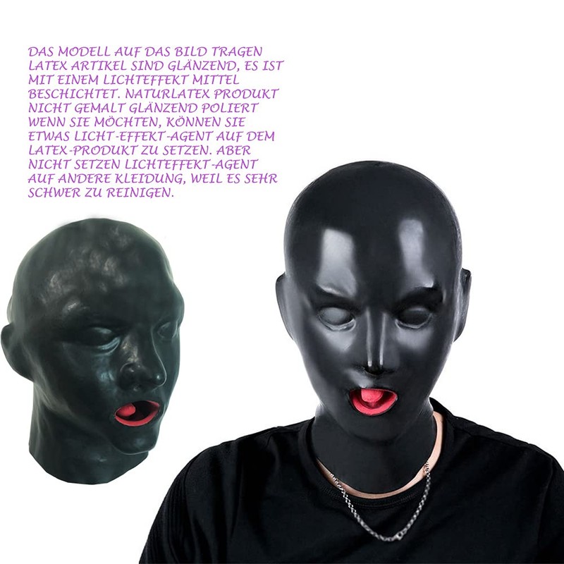 Hipipro Latex Adult Fake Face Mask, Full Mask with Gag