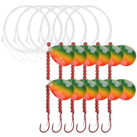 FUSIGO Walleye Rig Spinner Rig Kit Crawler Harness Spinner Rig with Colorado Spinner Blades Octopus Hooks Mono Line Fishing Lure Making Walleye Rigs (C-6pcs)