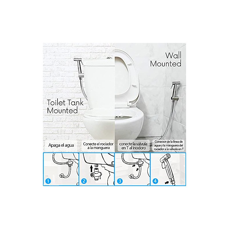 Bidet Pulverizador de acero inoxidable, Rociador para bidé de mano