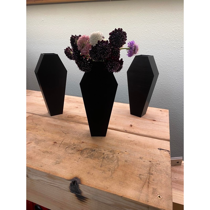 Decorative Black Coffin Shaped Flower Vase, 9 x 4 inches